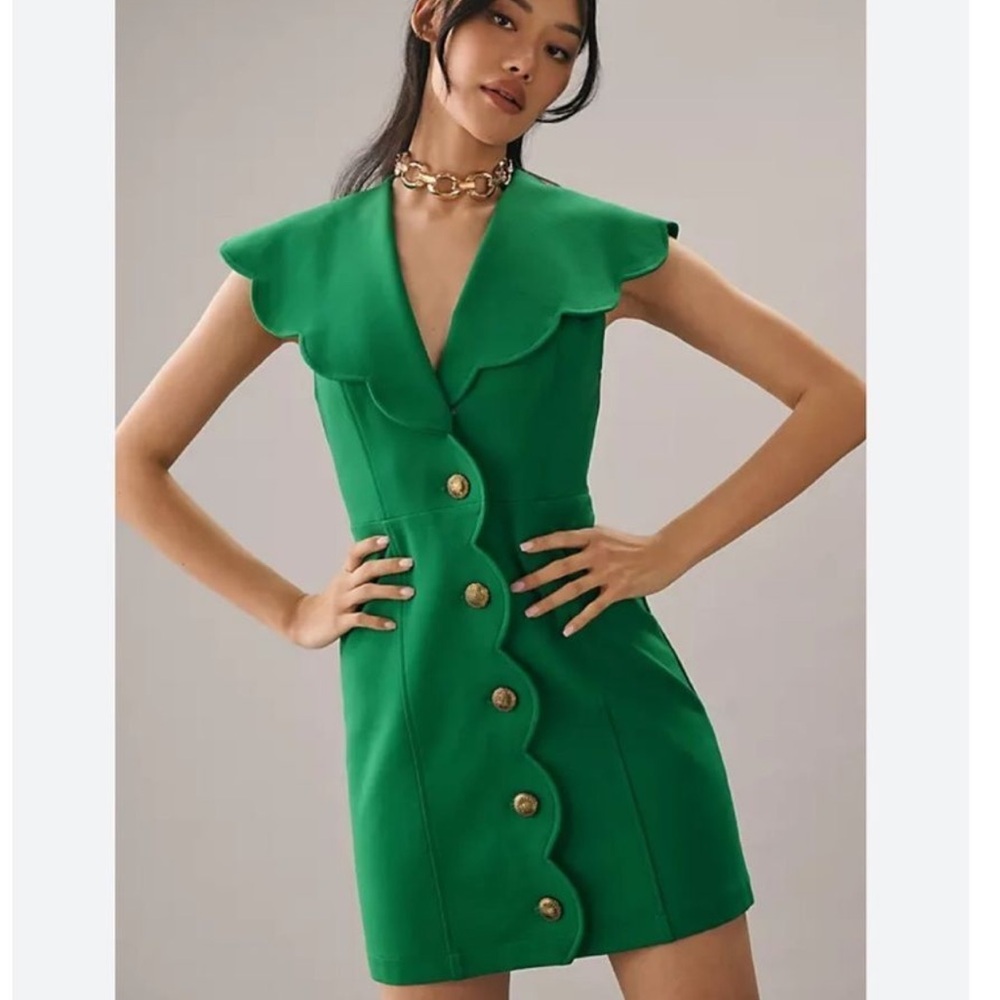 Anthropology MaEve Scalloped Button Down Dress